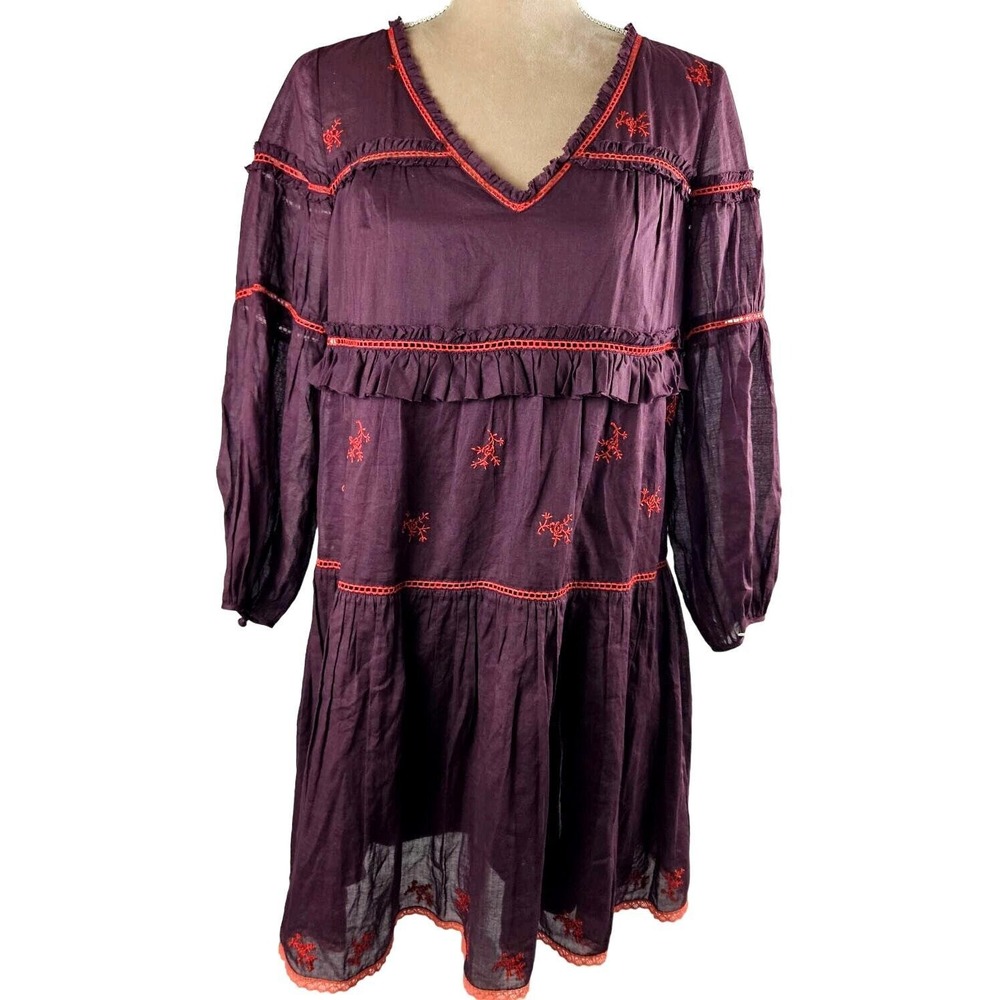 Cinq A Sept Womens Mini Dress-Wine Red Embroidery Lace- Lined- Sz M? Fall Staple